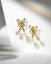 Milad Gold Butterfly Pearl Earrings