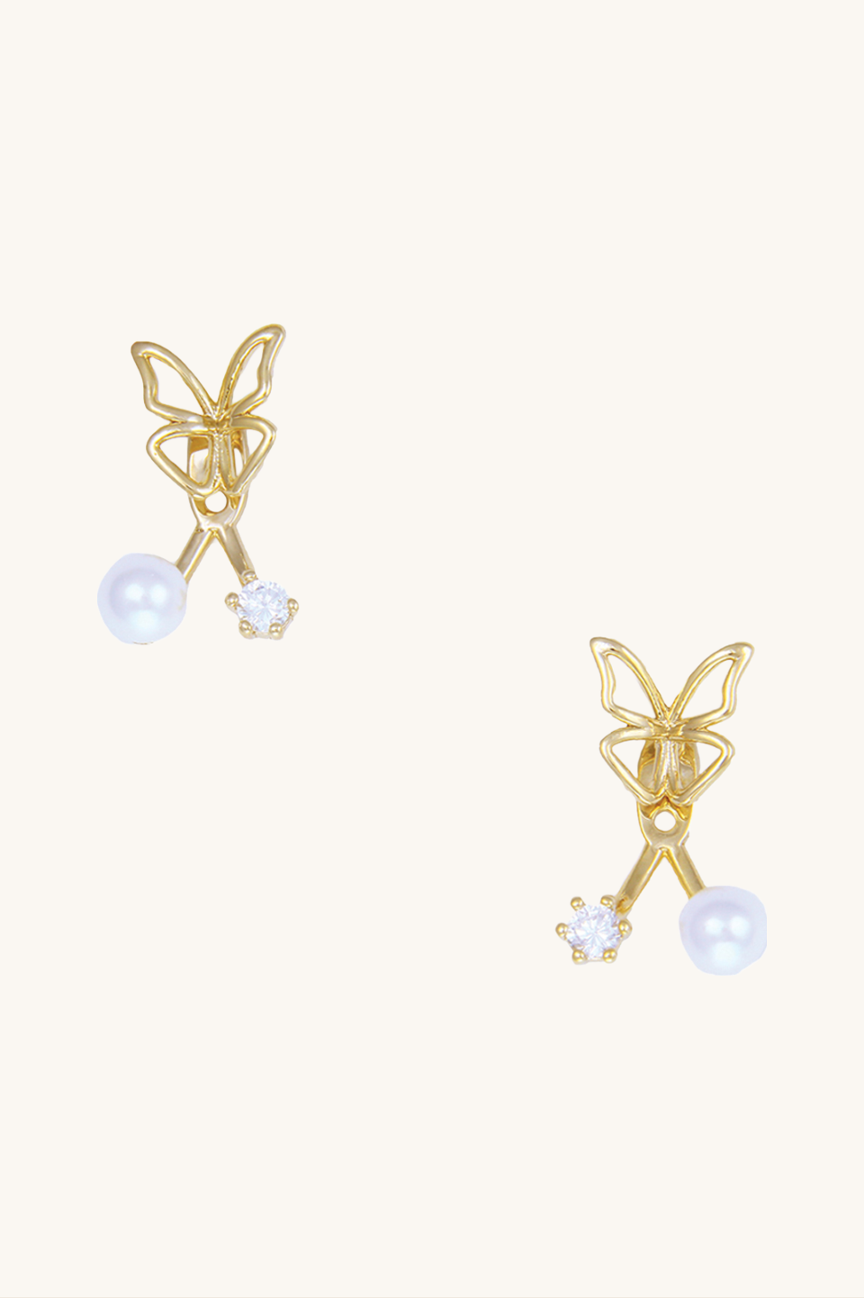 Milad Gold Butterfly Pearl Earrings